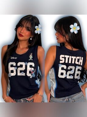 Disney Lilo & Stitch Floral Cropped Women's Basketball Jersey